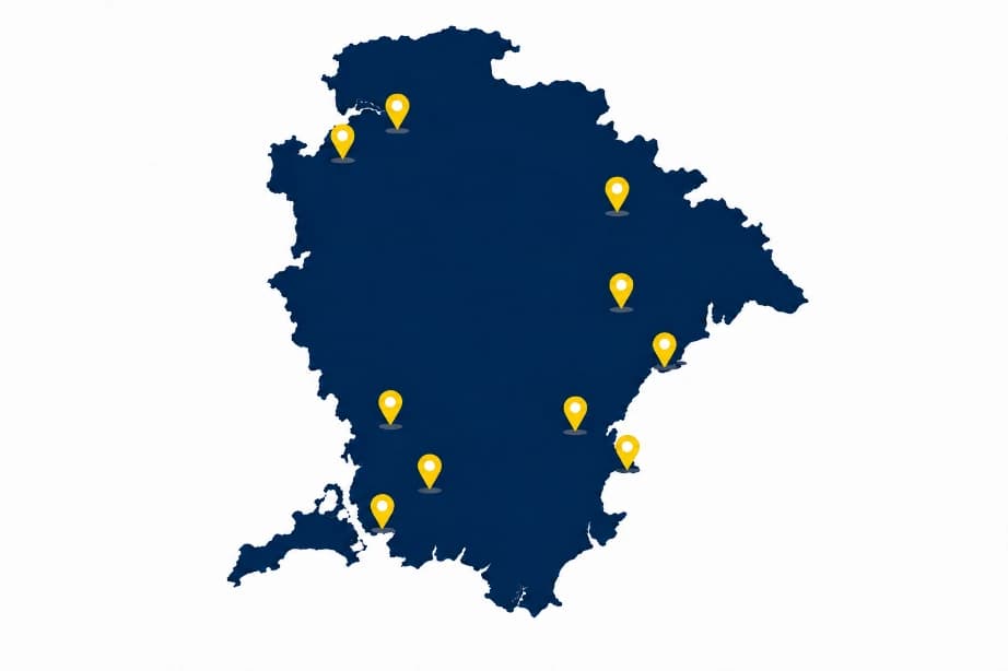 Map of Devon showing The Drain Guys Devon service areas
